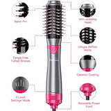 Brightup Hair Dryer Brush, Blow Dryer & Volumizer Styler Hot Air Brush, Negative Ionic Electric Hair Curler Straightener Brush, Detachable & Interchangeable Brush Head with Heat Protective Glove