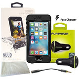 Lifeproof NÜÜD SERIES iPhone 6s Plus ONLY Waterproof Case (5.5" Version) - BLACK + Universal 2.0 Car Adapter (Retail Packing)
