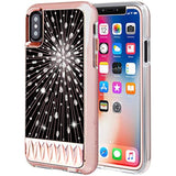 Case-Mate - iPhone Xs Case + Glass Screen Protector Bundle - Luminescent - Light Up Crystals - iPhone 5.8 - Luminescent