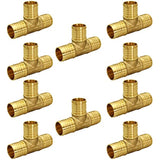 Supply Giant QYUF0012-10 X PEX Barb Tee Pipe Fittings 1/2" Brass (Pack of 10)