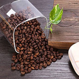 5 Square Canisters, Glass Kitchen Canister with Airtight Bamboo Lid, Glass Storage Jars for Kitchen, Bathroom and Pantry Organization Ideal for Flour, Sugar, Coffee, Candy, Valentine’s Day Gift.