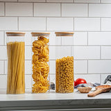 Set of 3 Tall Glass Kitchen Canisters with Airtight bamboo Lids - Kitchen