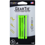 Nite Ize Original Gear Tie, Reusable Rubber Twist Tie, 3-Inch, Lime Green, 4