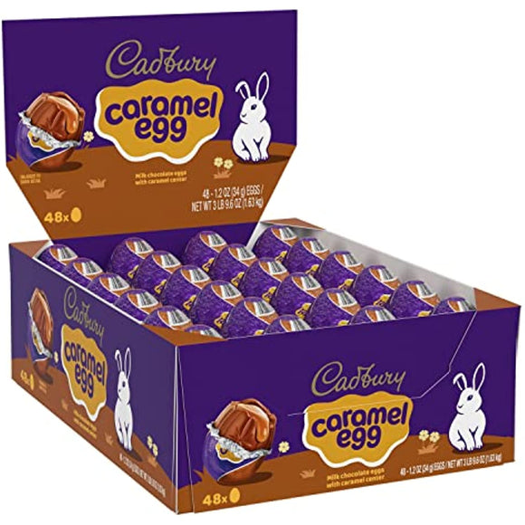 CADBURY Milk Chocolate with Caramel Center Eggs Candy, Bulk Easter, 1.2 oz Packs (48 Count)