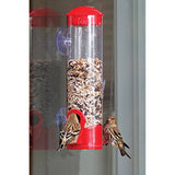 Stokes Select Window Bird Feeder, Small Tube Bird Feeder, Red, .7 lb Seed Capacity