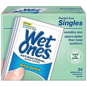 WET ONES Sensitive Skin Hand Wipes, Singles Extra Gentle Fragrance & Alcohol Free 24 ea (Pack of 2)