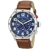Tommy Hilfiger Men's Stainless Steel Quartz Watch with Leather Strap, Brown, 22 (Model: 1791066)