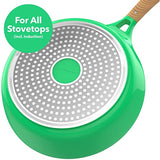 Vremi 8 Piece Ceramic Nonstick Cookware Set - Induction Stovetop Compatible Dishwasher Safe Non Stick Pots with Lids and Frying Pans - Dutch Oven Pot Fry Pan Sets Serving - PTFE PFOA Free - Green