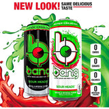 Bang Sour Heads Energy Drink, 0 Calories, Sugar Free with Super Creatine, 16 Fl Oz (Pack of 12)