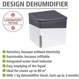 WENKO Portable Cube Design, Compact and Rechargeable Dehumidifier for Bathroom, Closet, Bedroom, Garage, Covers up to 2800 Cubic Feet, 2.2lbs, White, 6.18 x 6.5 x 6.5, 2.2 lbs