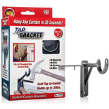 Spark Innovators Silver Tap Bracket - Easy Install No Drill Curtain Rod Brackets - As Seen on TV - Set of 2
