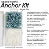 Ribbed Plastic Drywall Anchor Kit with Screws and Masonry Drill Bit, 14-16 x 1-1/4"