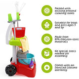 Play Brainy Kids Cleaning Cart Set Toy for Kids| Deluxe Cleaner Trolley Playset Includes Mop, Bucket, Dustpan | Exciting Pretend Play Toys for Boys & Girls
