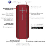 Ultimate Ears UE MEGABOOM Wireless Bluetooth Speaker Waterproof and Shockproof - Lava Red (Renewed)