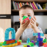 Play Brainy 101 Pieces Magnetic Cubes for Kids - 3D Building Blocks Set with Transparent Blocks in Varying Shapes and Colors - STEM-Approved Learning Toys for Kids Ages 3 and Up - Storage Box Included