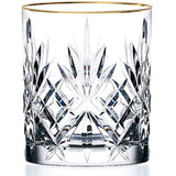 Le'raze Posh Crystal Whiskey Glasses [Set of 4] Old Fashioned Glasses with 24K Gold Band for Scotch, Bourbon And Cocktail Drinks | DOF Glassware Set
