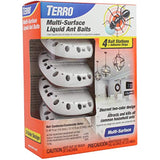 TERRO T334B Indoor Multi-Surface Liquid Ant Bait and Ant Killer - 4 Discreet Ant Bait Stations - Kills Common Household Ants