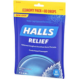 HALLS Relief Mentho-Lyptus Cough Drops, Economy Pack, 80 Drops