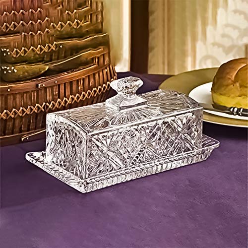 Covered Glass Butter Dish | Classic 2-Piece Design Butter Dish with Lid | Dishwasher Safe