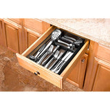 Flatware Drawer Organizer - Slip Resistant Kitchen Tray with 6 Sections to Neatly Arrange Cutlery and Serving Utensils. Also Great to Keep Your Desk Drawer and Office Supplies Well Organized (Black)