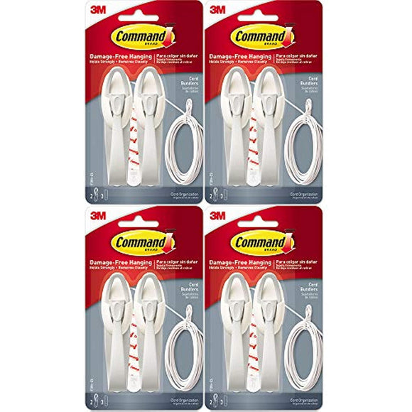 3M 17304 Command Cord Bundlers 4 Pack (8 Bundlers)