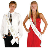 2 Pack Prom King and Prom Queen Satin Sash Kit School Graduate Party Décor Accessories