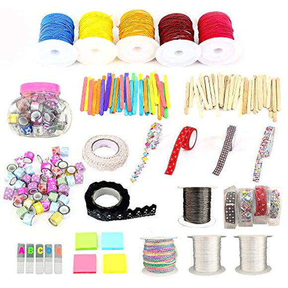 Pickme DIY Arts and Crafts Set for Paper Crafts, Christmas Decorations/Lots of Crafting Projects - Assorted Colored Cords, Washi Tapes, Papers, and Sticks. Great Addition to Your Pickme Crafting Box