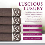 Soft Textilz Elegant 2 Piece Lightweight Luxury Bath Towels - Premium European Decorative & Absorbent - Fancy Home/Guest Bathroom Cotton Towel 51" x 27" - Charm Design Brown