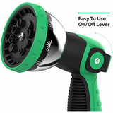 Vremi Heavy Duty Metal Garden Hose Nozzle - 10 Pattern High Pressure Thumb Control Jet Shower Sprayer for Gardening Watering Car Washing - No Squeeze Handle Power Washer Attachment Long Water Spray