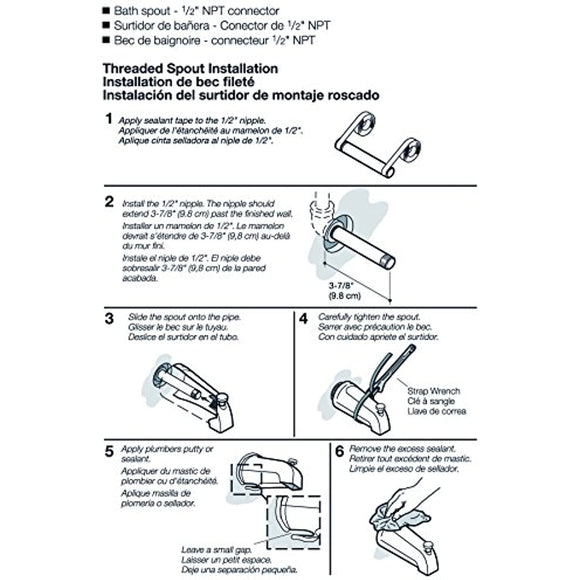 Kohler GP85555-CP SPOUT,IPS Diverter Bath, Polished Chrome