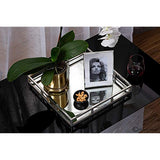 Le'raze Beautiful Stainless Steel Mirrored Tray with Side Rails, Elegant Square Vanity Mirror Tray with Side Bars, Makes A Great Bling Gift 16 Inch
