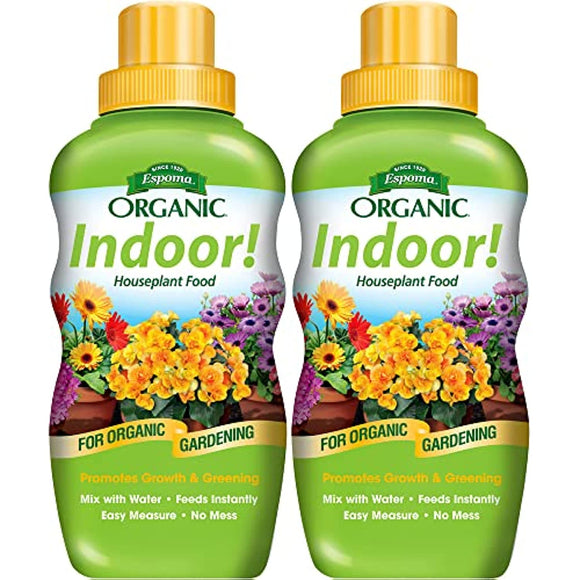 Espoma 8 Ounce Concentrated Organic Indoor Plant Food - Indoor Plant Fertilizer For Large & Small Plants Like Pothos, Fiddle Leaf Fig, Monstera, Snake & Palms - Pack of 2