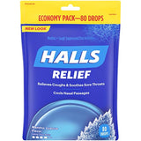 HALLS Relief Mentho-Lyptus Cough Drops, Economy Pack, 80 Drops