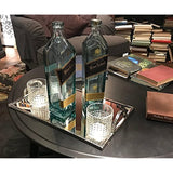 Elegant Silver Mirror Tray - with Chrome Edging and Handles - Rectangle Vanity Tray - Ideal for Ottoman, Coffee Table, Perfume Set, Living Room, Dining Room, Whiskey Decanter Set. 16 x 10 Inches
