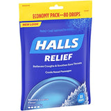 HALLS Relief Mentho-Lyptus Cough Drops, Economy Pack, 80 Drops