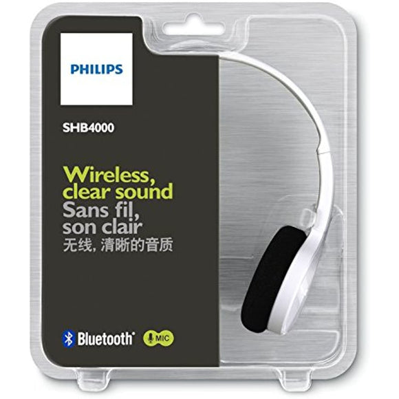 Philips SHB4000WT/28 Bluetooth Stereo Headset, White