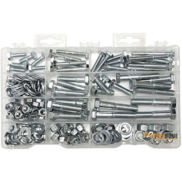 High Quality Heavy Duty Nut & Bolt Assortment Kit, 172 Pieces, Includes 9 Most Common Sizes