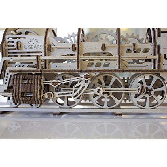 UGears Locomotive with Tender 3D Wooden Model Self Assembling Best Adult and Teens Gift