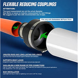 Supply Giant 6I57 Flexible Pvc Reducing Coupling with Stainless Steel Clamps, 4 x 2 Inch, Black