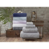 Enchante Home 6 Piece 100% Turkish Cotton Luxury Towel Set for Home, Spa & Bathroom - Quality Soft & Absorbent - Hand, Wash & Bath Towels, Jacquard, Fancy Gracious Design (Gray, 2 Bath Sheet)