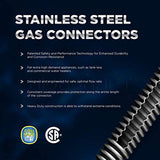 Flextron FTGC-SS38-48 46" Gas Line Connector with 1/2" Outer Diameter and Nut Fittings, Stainless Steel