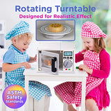 Play Brainy Pretend Toy Microwave for Kids with Rotating Turnable, 11 Pc. Set, Fun and Interactive Wooden Early Learning Kitchen Accessories Playset for Girls and Boys 3+