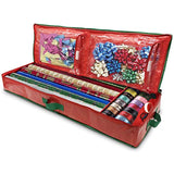 Gift Wrap Storage Organizer - Easily Organize Your Wrapping Paper, Ribbons, Bows and Scissors. Keeps Supplies in Perfect Condition Year Round and Ready for The Next Season. (Red)