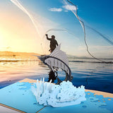 Handmade 3D Pop Up Cards - Marlin Handmade Pop Up Greeting Card for Your Loved Ones, Wedding Anniversary Card for Couple, Valentine Day, Happy Birthday Cards