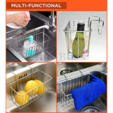 PlumBoss Sponge Holder for Kitchen, Stainless Steel Rust Proof Caddy Dish Draining Sink Basket, LARGE