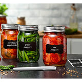 16oz Glass Mason Jars with lids Set of 6- wide mouth - Airtight Band + Marker & Labels - Canning Jars with Lids, Ideal for candle jars, Spice Jars, Wedding Favors, Meal Prep, Jelly Jar, Jam, Honey,