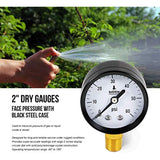 Raven PG260 R1522 2 inch Display Dry Gauges Steel Case, 1/4 inch Npt Center Back Connection, Circular Dial, Polycarbonate Crystal, Black Anodized Aluminum Pointer, and Durability, 60 PSI