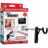 Spark Innovators Black Tap Bracket - Easy Install No Drill Curtain Rod Brackets - As Seen on TV - Set of 2