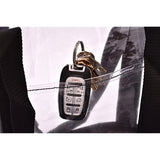 Clear Tote Bag - Zipper Closure, Long Shoulder Strap, Fabric Trimming. (Black)