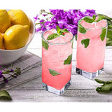 Attractive Highball Glasses [Set of 12] Drinking Glasses for Water, Juice, Beer, Wine, Whiskey, and Cocktails - 16 oz Square Base with Rounded Top